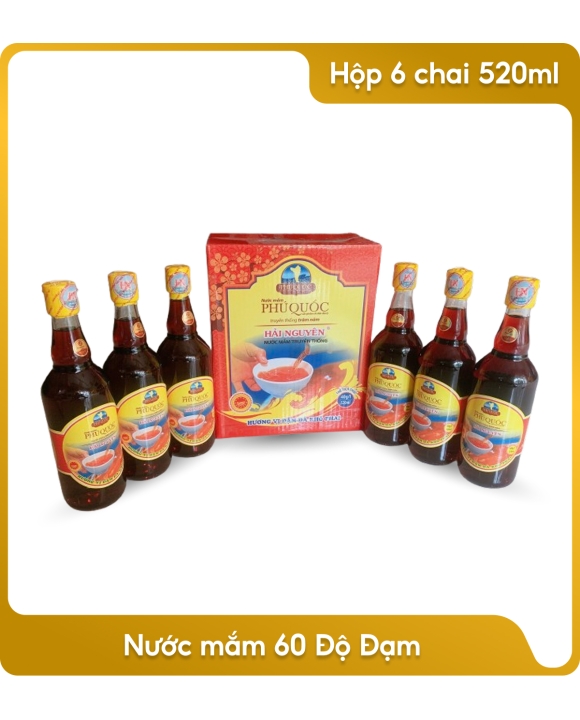 Nước mắm 40 Độ Đạm - Hộp 6 chai 520ml