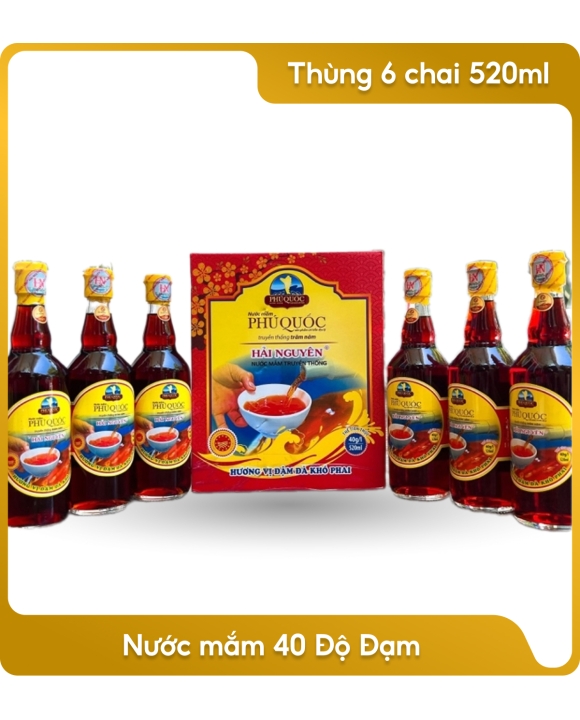 Nước mắm 40 Độ Đạm - Thùng 6 chai 520ml