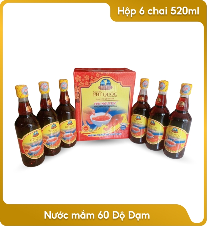 Nước mắm 40 Độ Đạm - Hộp 6 chai 520ml