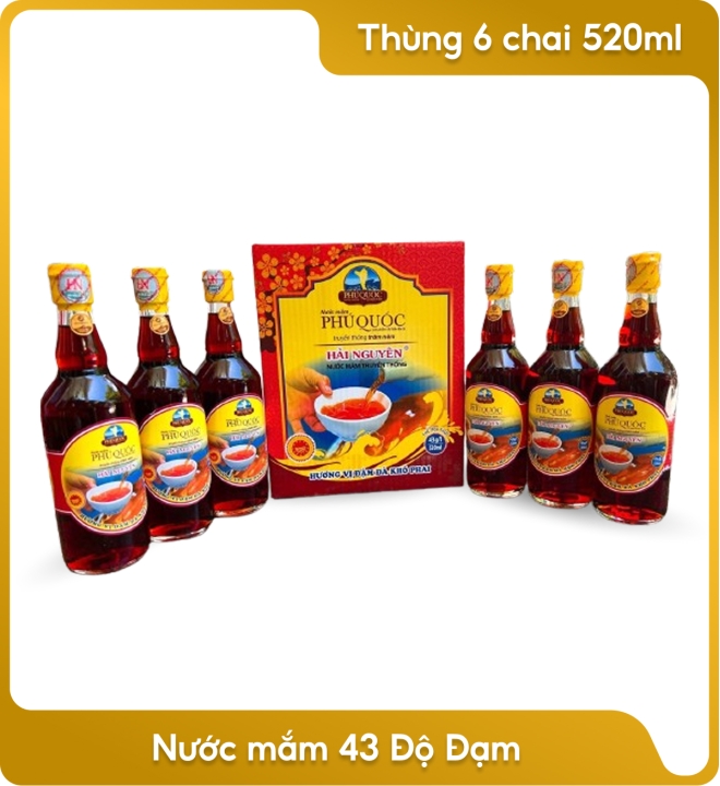 Nước mắm 43 Độ Đạm - Thùng 6 chai 520ml