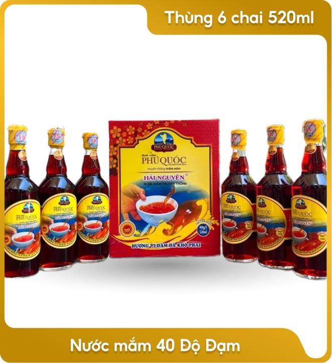 Nước mắm 40 Độ Đạm - Thùng 6 chai 520ml